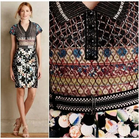 Rare Anthropologie Beguile by Byron Lars Margot Pencil Dress Sz 8 Vivrant Colorf - Picture 2 of 11